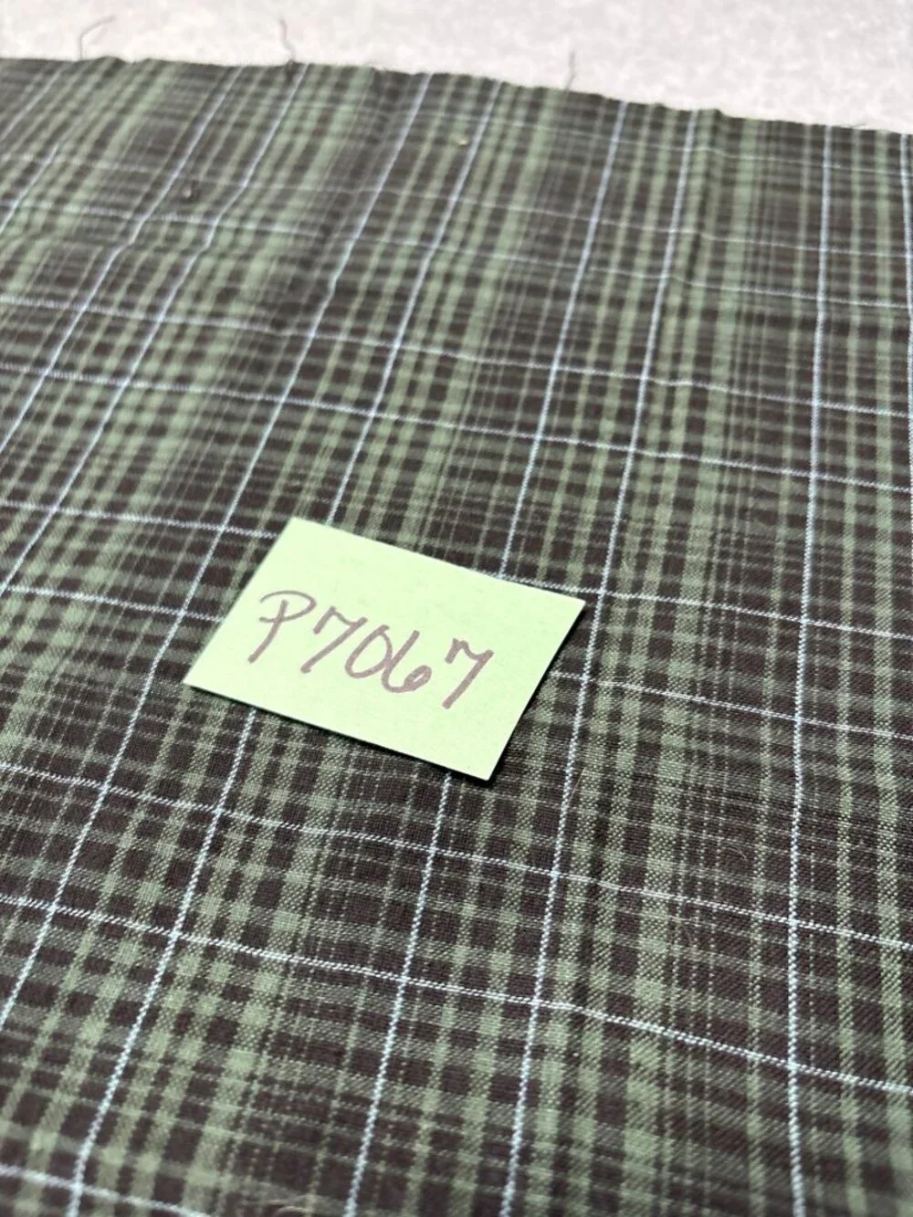 Black & Green Plaid Cotton Fabric Piece 19x32